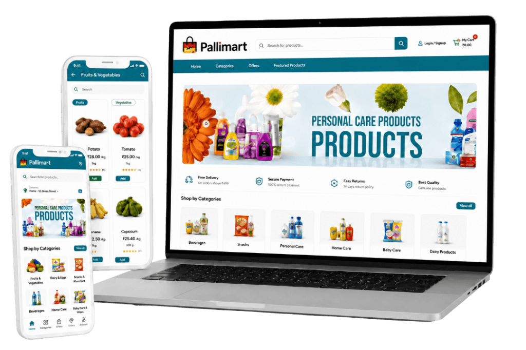 Pallimart Grocery Storefront & App Preview